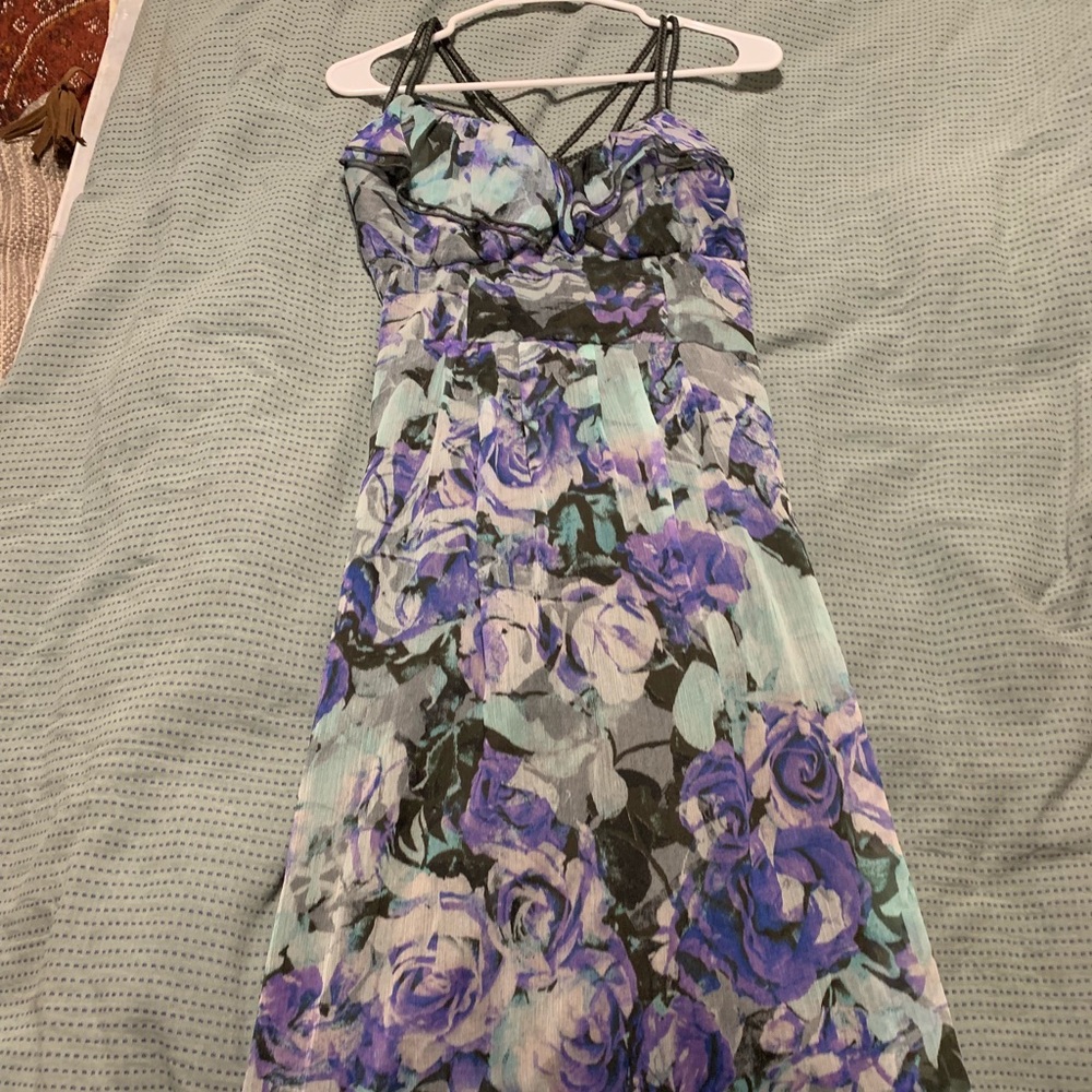 Pastel purple and blue maxi dress !